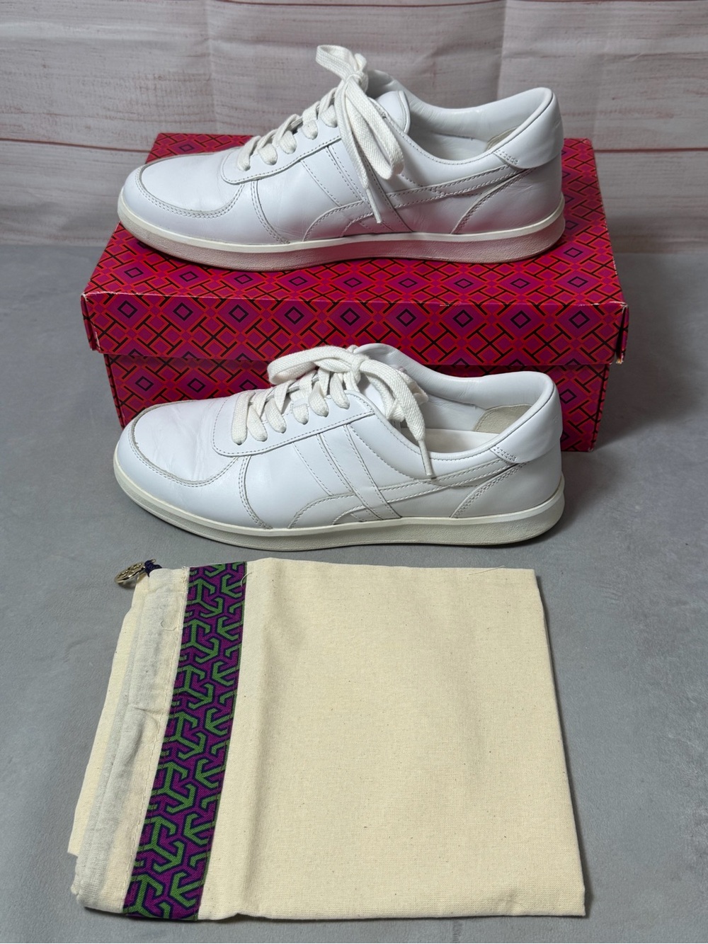 Tory Burch Hank Court White Leather Low-Top Lace-Up Sneakers